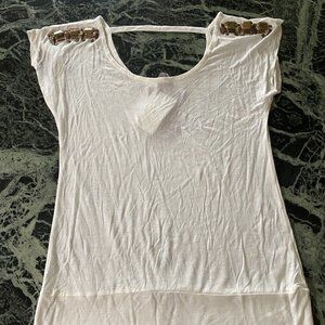NWT women’s tops Street Flowers sleeveless blouse junior size M Ivory $38